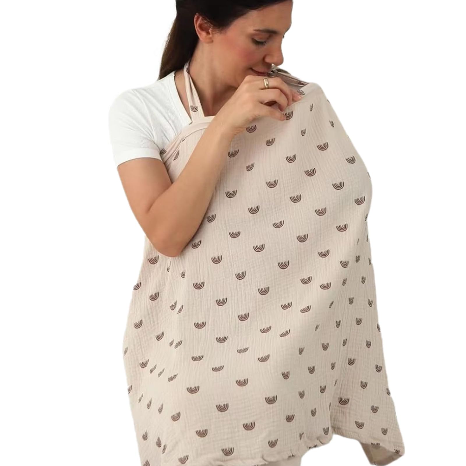 Aisawate Breastfeeding Cover, Muslin Soft Cotton Nursing Cover, Breast Feeding Coverall with Adjustable Strap