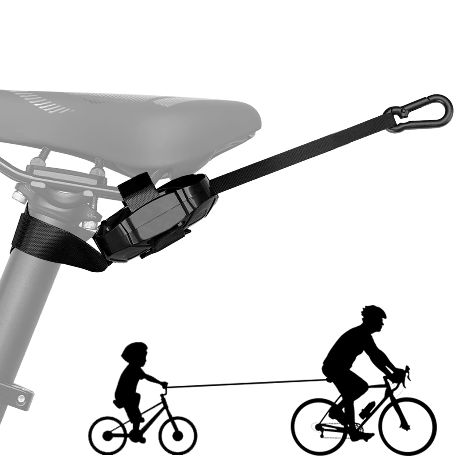 Bike Tow Rope for Kids, 8.2FT Auto-Retractable Bicycle Tow Strap, Black, 1P