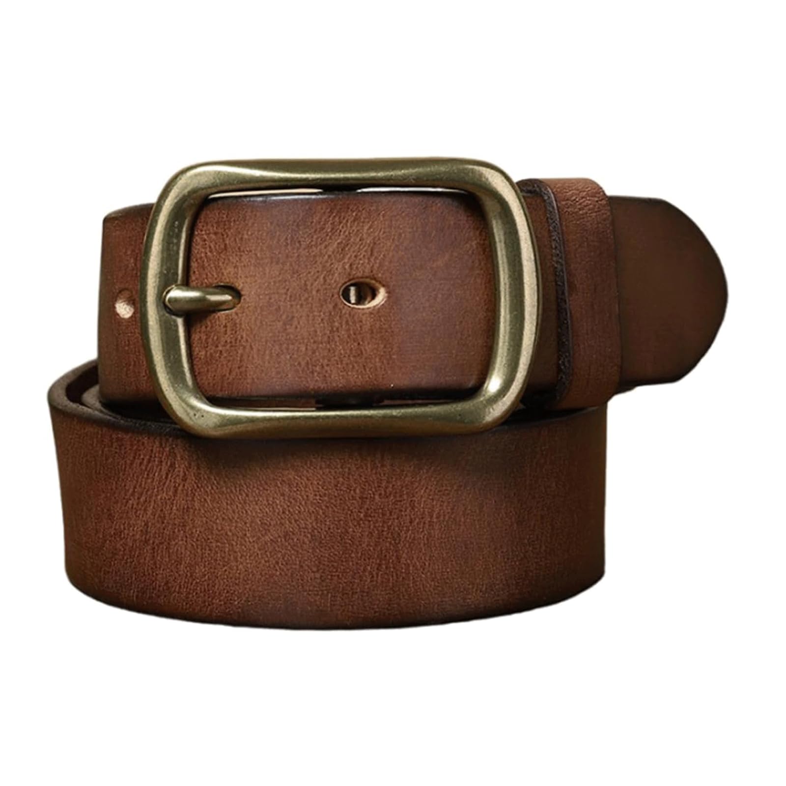 Handgefertigter Gürtel aus Rindsleder mit massiver Messing-Einzelzinken-Schnalle, Herrengürtel, 38 mm breit, Herrengürtel, klassische Herrengürtel