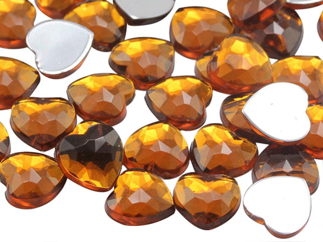 6mm Smokey Topaz JG25Flat Back Heart Acrylic Rhinestones Tiny Face Gems Body Jewels Card Making Embelishments - 100 Pieces