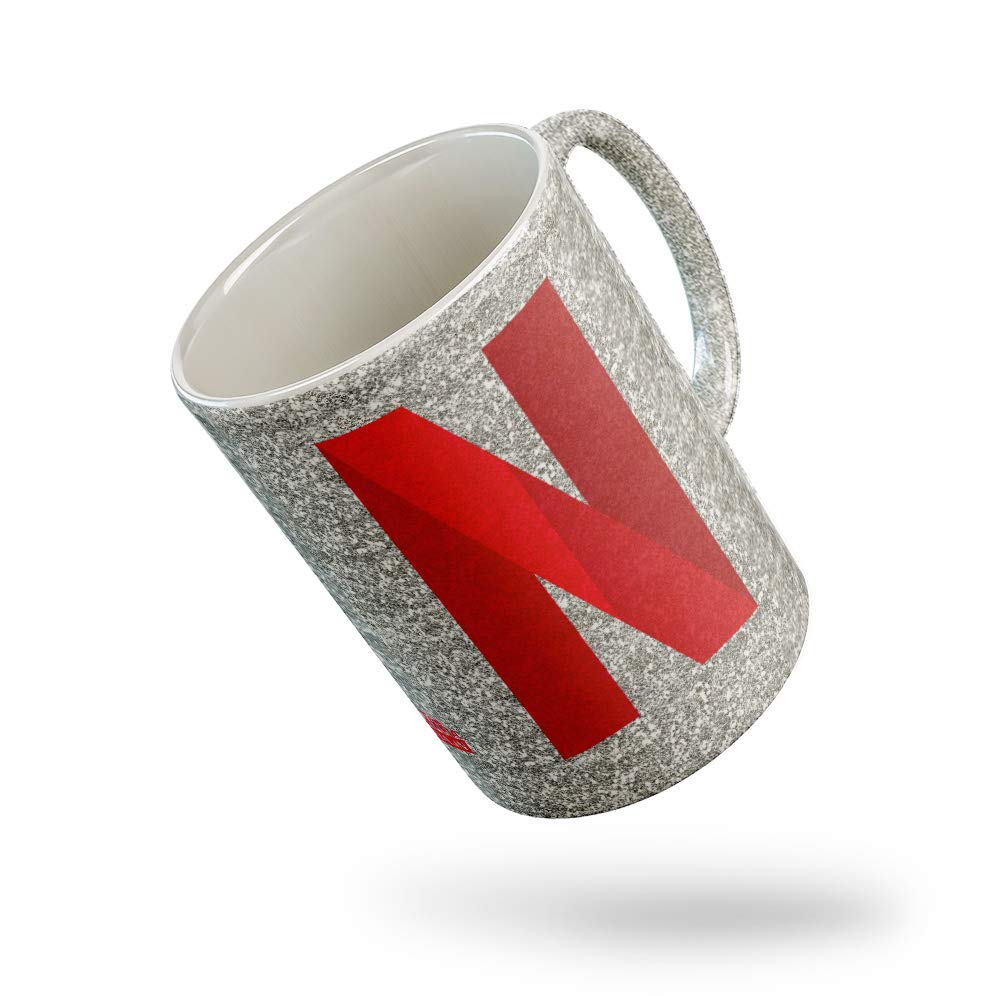 Tee Mafia Netflix Silver Mug with Print | Glitters Ceramic Coffee Mug | Coffee Mug for Friends | Microwave & Dishwasher Safe