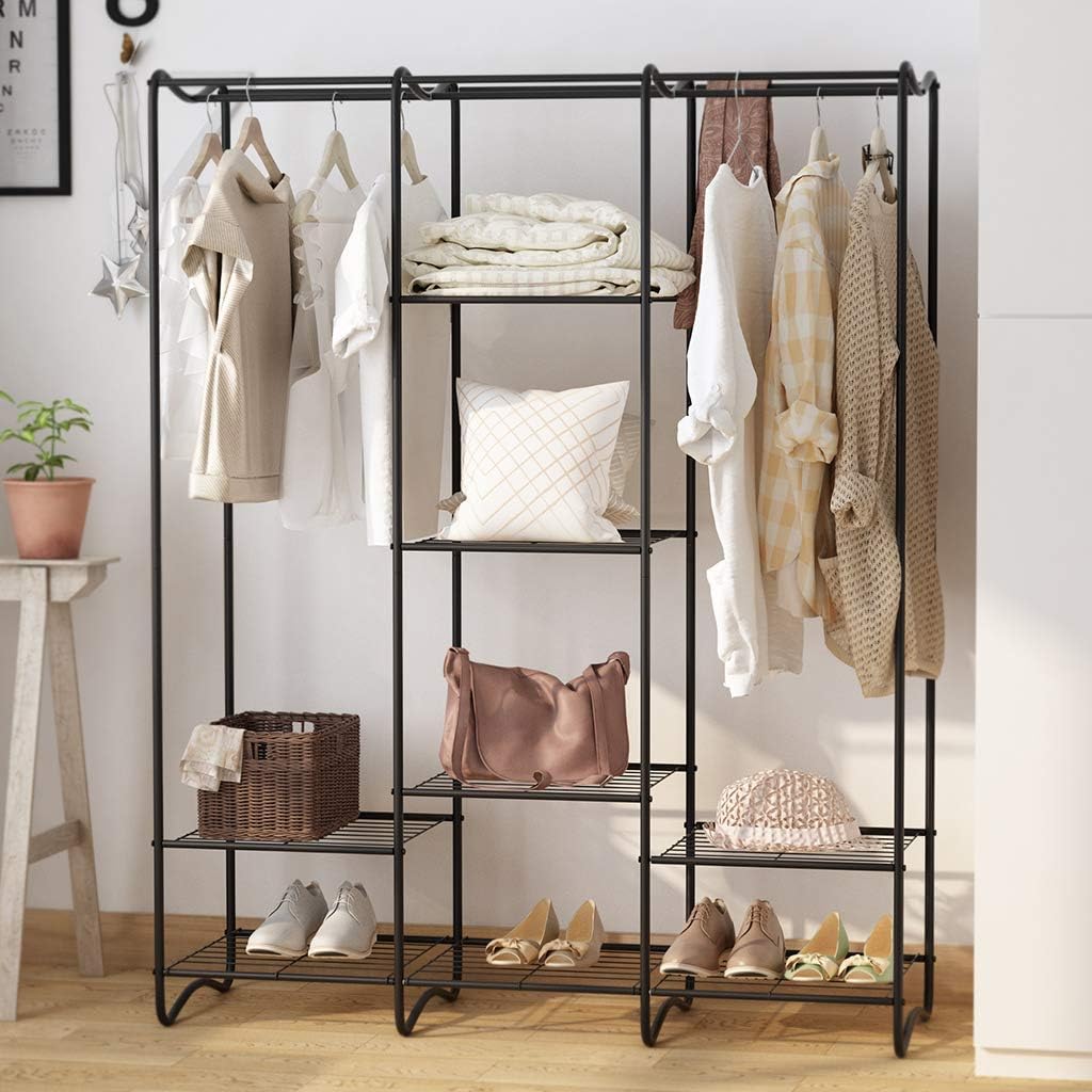 Amazon Langria ハンガーラック 大容量 ワードローブ 北欧 クローゼット 洋服ハンガー パイプハンガー 防サビ 衣類収納ラック スタイルハンガー ラック おしゃれ スチールラック ブラック 幅約128 奥行約45 高さ約162cm ハンガーラック オンライン通販