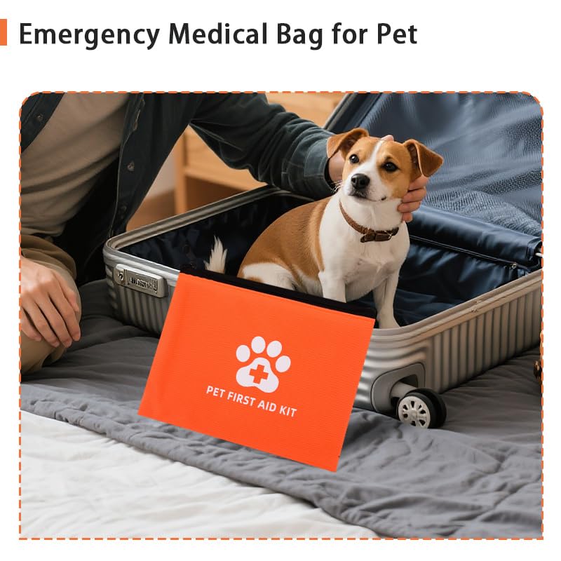 ShiQiao Spl Dog Cat First Aid Kit for Pet Owners Emergency Portable Pet Medical Pouch for Dogs Cats Medical Kit for Home Travel Animal Rescue Organiser Pouch - Image 4
