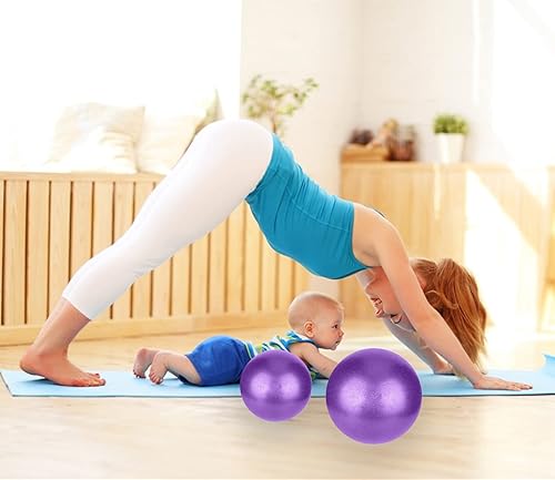 Miniatura 2 de JUFANGFIN 2 pelotas de ejercicio de pilates, mini pelota de yoga de 6 pulgadas con bomba, pelota dobladora de barra pequeña para entrenamiento,