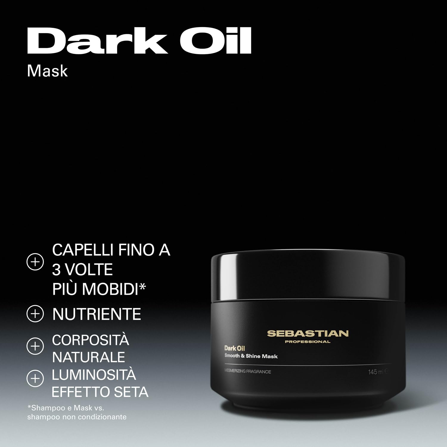 Sebastian Professional Dark Oil Smooth and Shine Mask – Trattamento rigenerante che nutre in profondità e dona capelli lisci, morbidi e lucenti effetto seta
