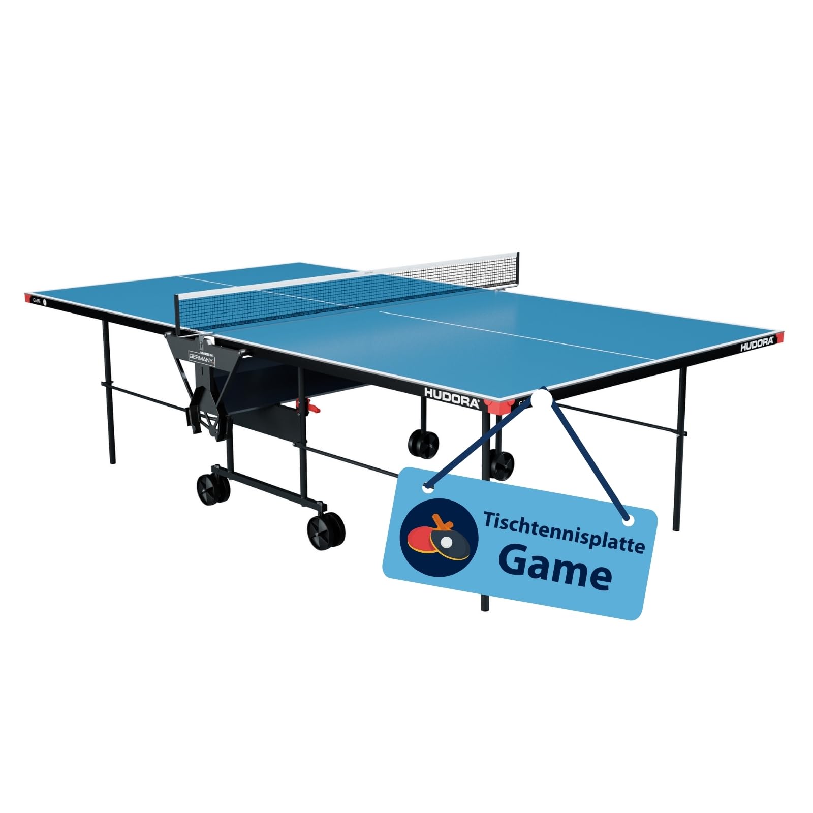 HUDORA Tischtennisplatte Game – robuste Indoor/Outdoor-Tischplatte, klappbar und wetterfest
