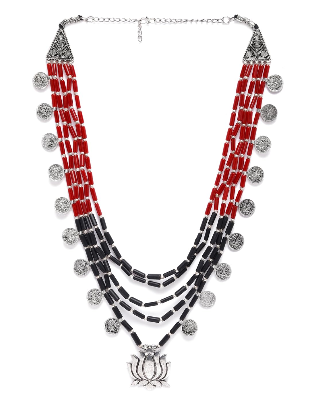 Binni S Wardrobe Green Beaded Five Lines Beautiful Handcrafted Menakari Lotus Necklace Set (Red&Black) (B0CRR7G12H) Amazon Price History, Amazon Price Tracker