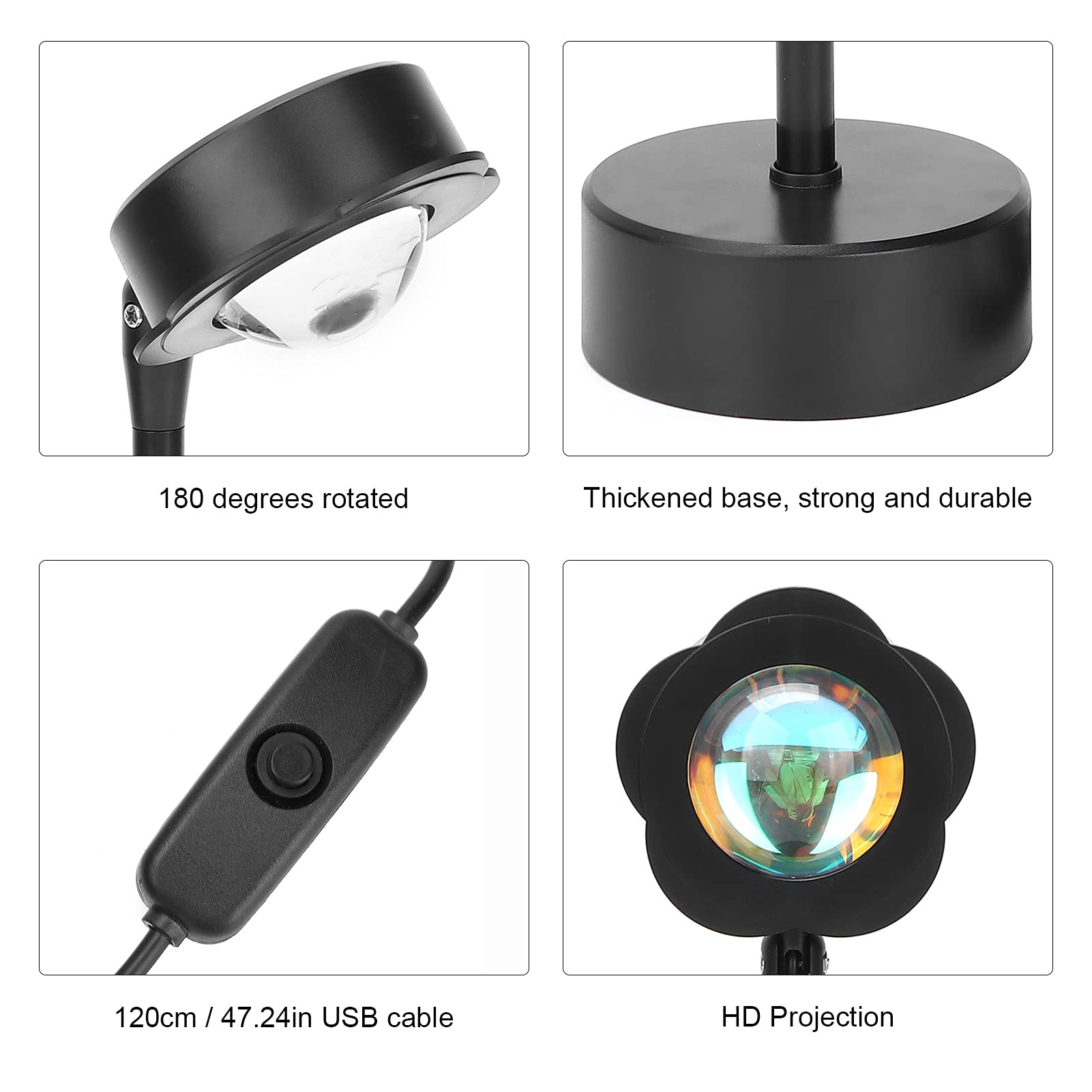 Amazon.co.jp: サンセットプロジェクションランプ、180度回転可能なLED
