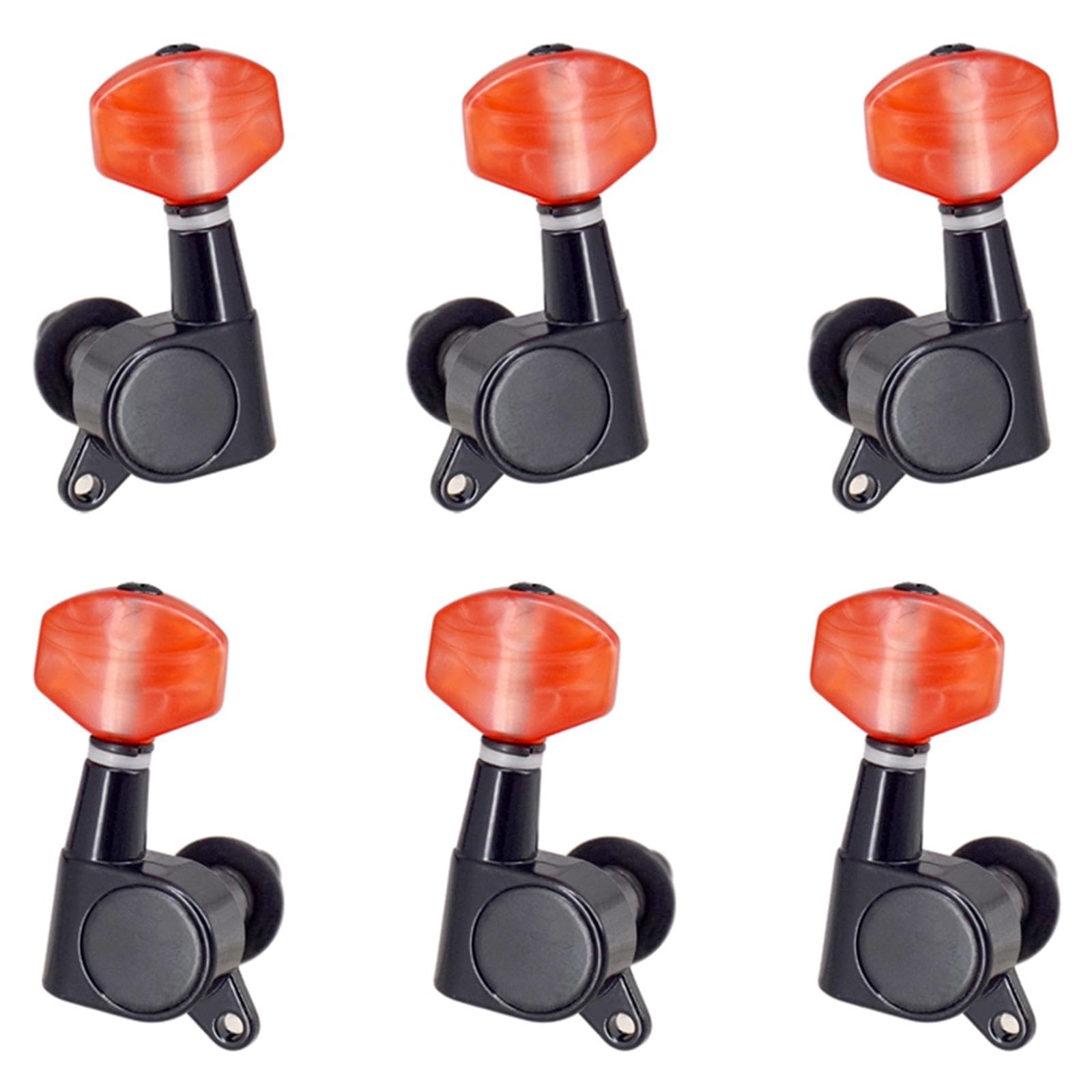 6x Enclosed Locking tuner Knobs Tuning Keys 3R3L with Mounting Screw Easy to Install Guitar String Tuning Pegs Machine for Classic Guitar, Black