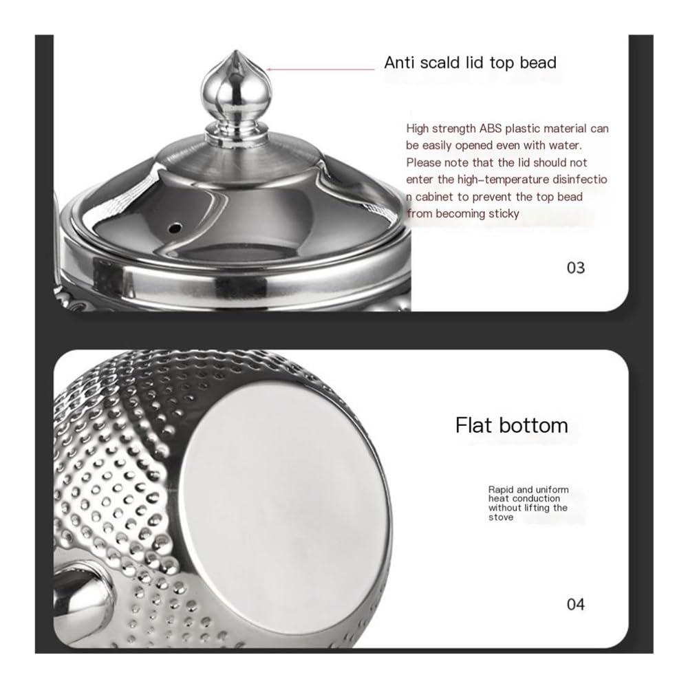 Théière, Bouilloire à thé commerciale en acier inoxydable avec passoire for hôtel/restaurant(Silver,S)
