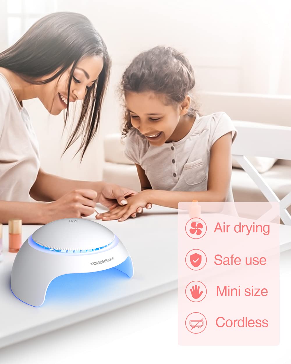 TOUCHBeauty Secador de uñas para esmalte de uñas normal con secador de aire y dispositivo de secado de esmalte de uñas LED (no para esmalte de gel, regalo de Navidad para niños 2130)