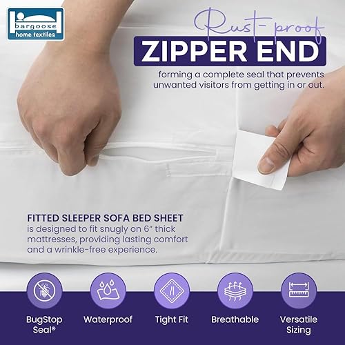 Miniatura 2 de Bargoose Home Textiles  Funda de colchón para sofá cama matrimonial con cremallera  Protector impermeable para sofá cama  Funda de colchón extraíble