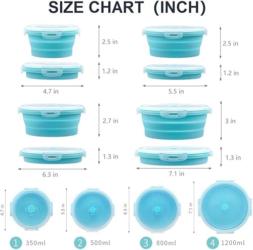 Miniatura 2 de Recipientes plegables para almacenamiento de alimentos, cuencos plegables con tapas para cosas de cocina de campamento, accesorios de RV para