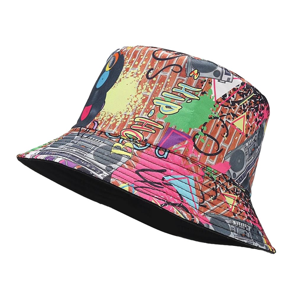 Quanhaigou Bucket Hats Unisex Summer Travel Beach Fisherman Cap for Men Women Teens (Graffiti Colourful)