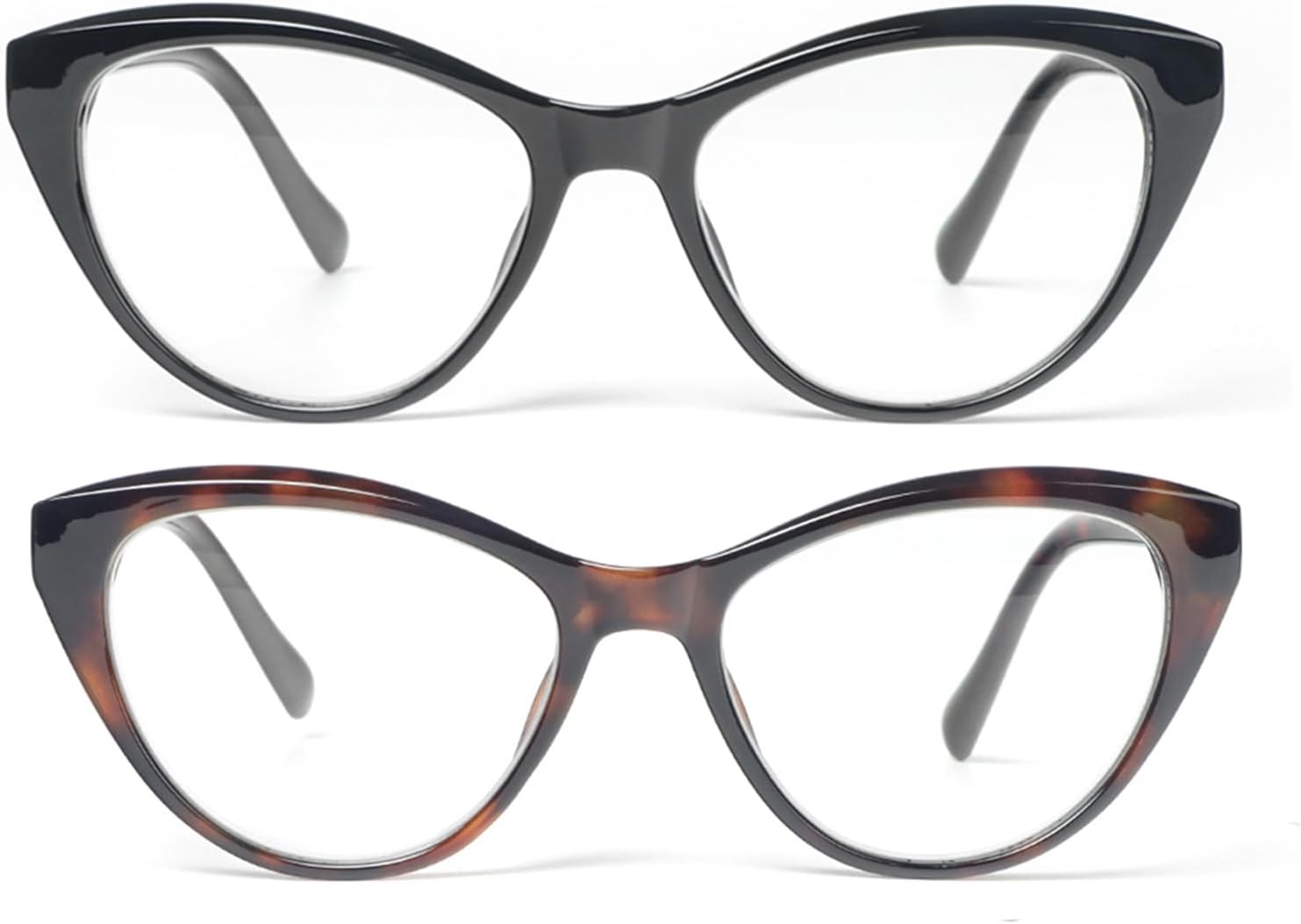 KoKoBin Cat Eye Reading Glasses for Women 2 Pairs Readers Spring Hinge With Cute Heart Frame - Image 2