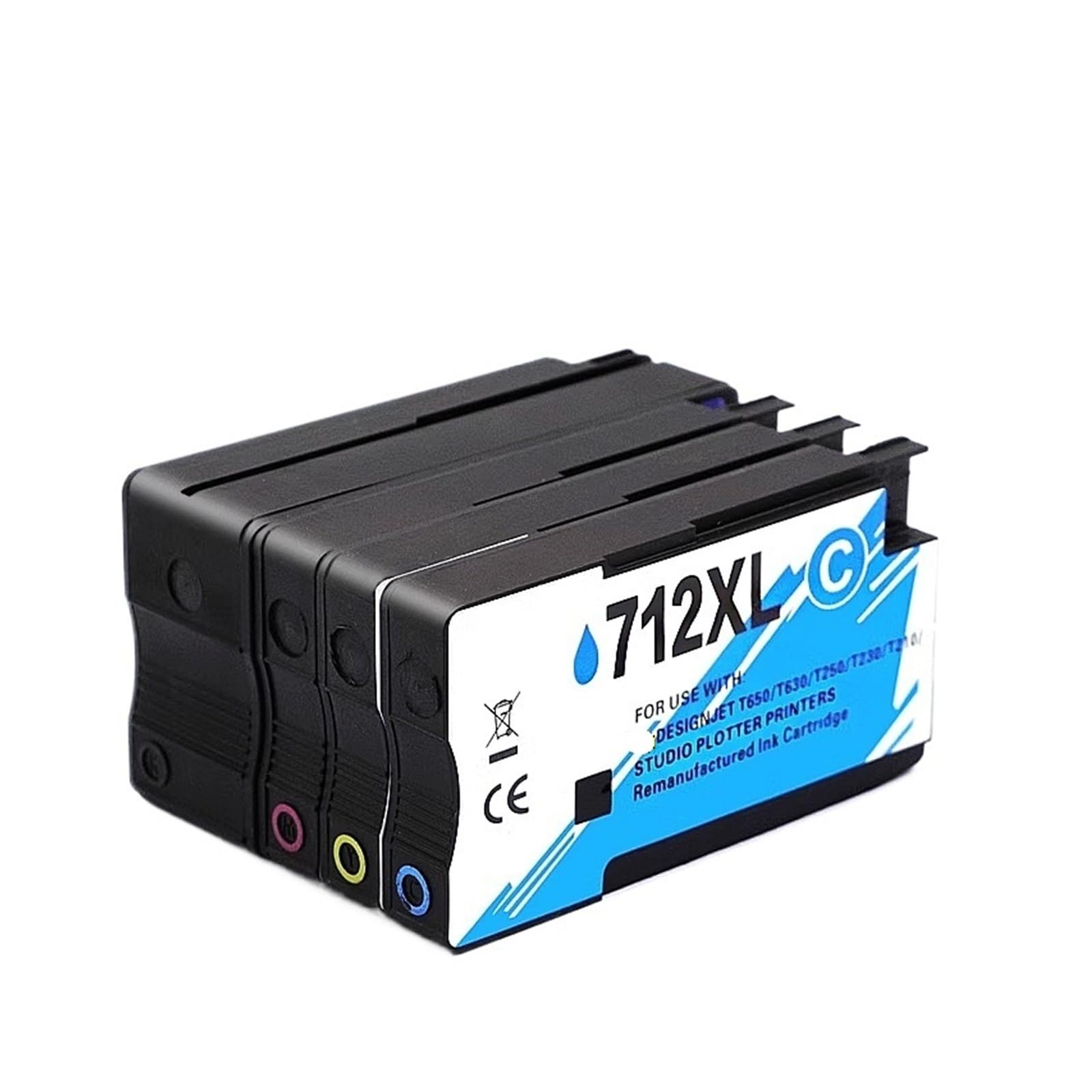 Cartucce d'inchiostro 712XL compatibili for HP DesignJet T210 T230 T250 | 650 T630, 3ED71A 3ED67A, Capacità XL, Inchiostro rigenerato, Consumabili stampante(1set)