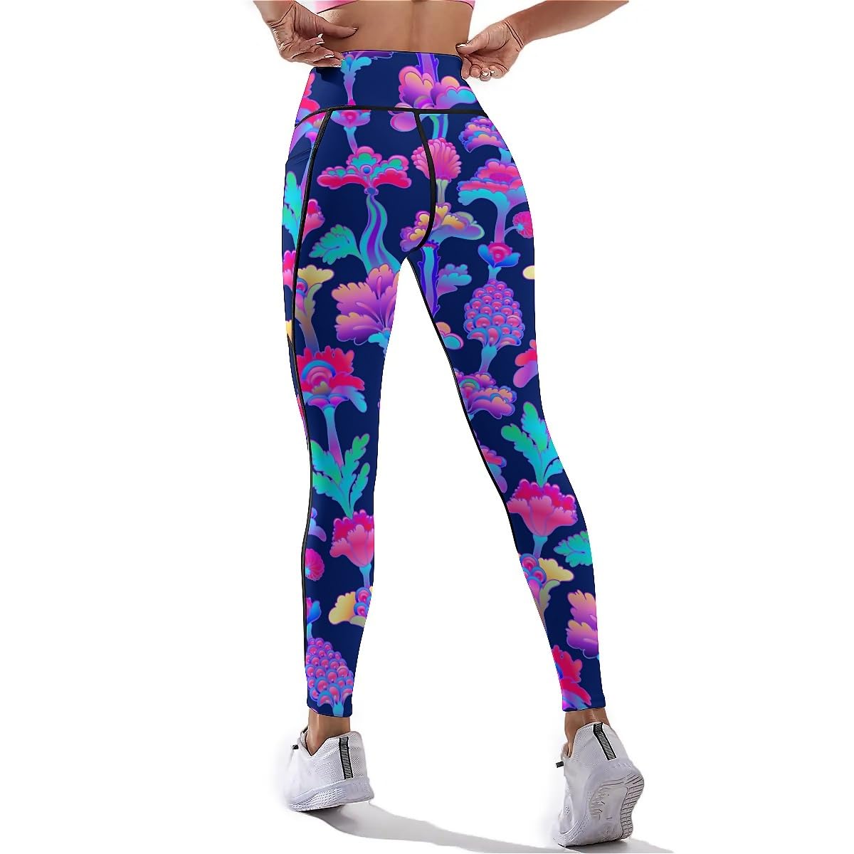 80s 90s Outfit Tummy Control Yoga Pants for Women with Pockets, High Waist Running Sports Workout Yoga Leggings XXL