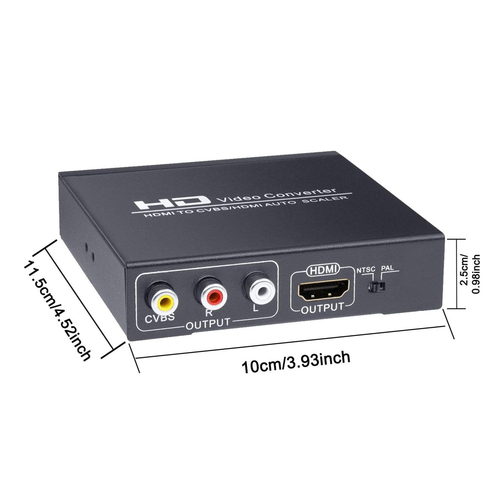 Wonlyus Convertitore da HDMI a HDMI e RCA, 1080P HDMI ad AV 3RCA CVBs video composito 3,5 mm adattatore audio AUX supporta PAL/NTSC per TV Stick PS3 PC Laptop XBOX HDTV DVD (nero