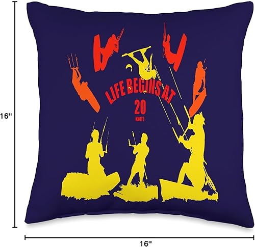 Miniatura 4 de Kiting Life Begins at Twenty Knots Kitesurfer Fun Quote - Almohada de 6 unidades, 16 x 16 pulgadas, multicolor