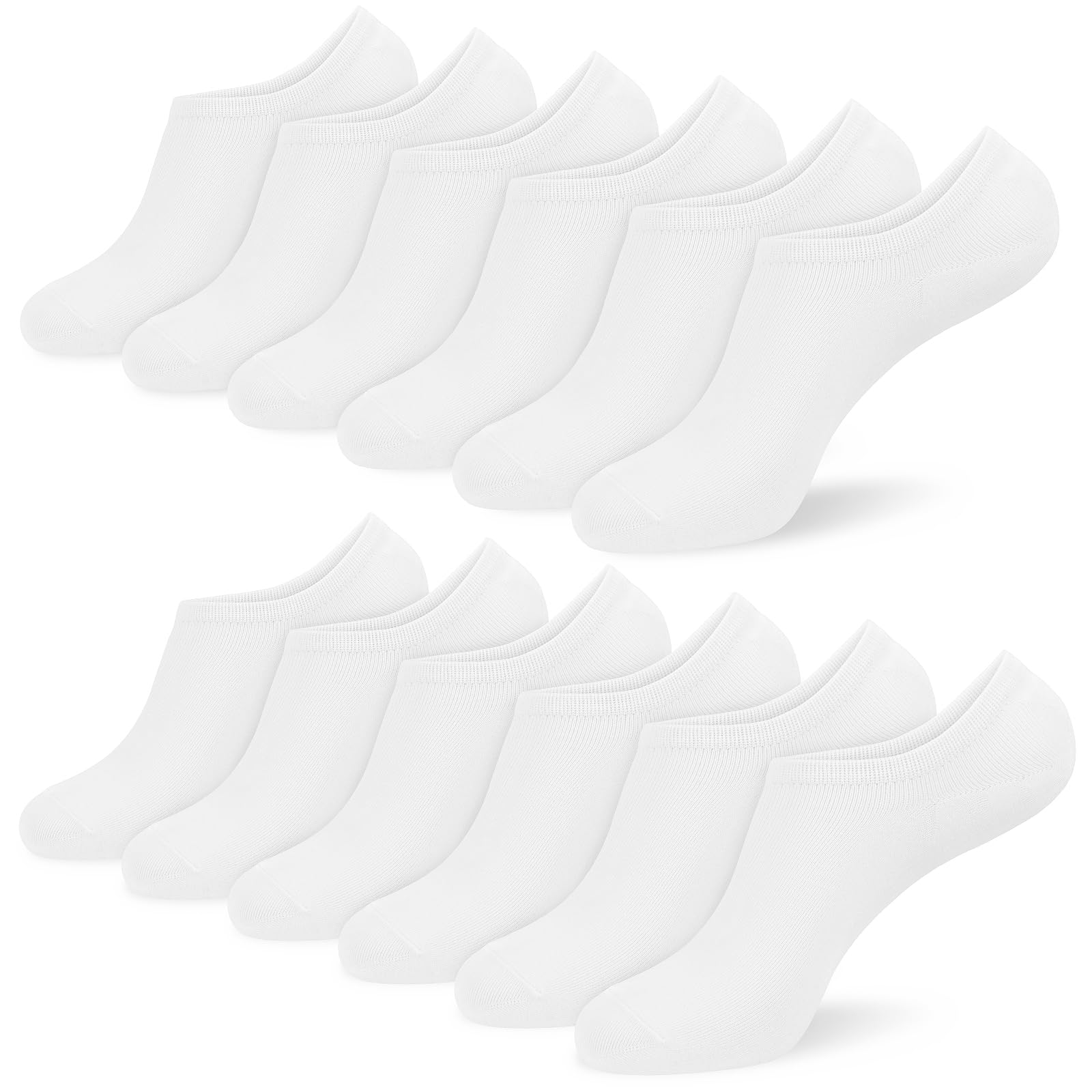 Srclo Men's White Wo And 6 Pairs Bamboo Trainer Socks, No Show Socks Low Cut Invisible Non Slip Liner Socks Multipack Casual Footies For Sneaker Loafers And Boat Shoes