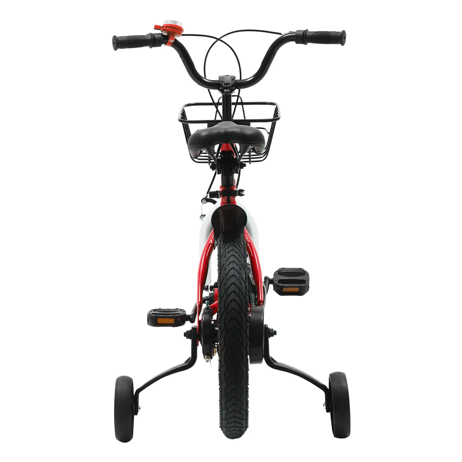 Bicicletta per bambini da 14 pollici, con ruote di sostegno, cestino e campanello, regolabile in altezza, per ragazzi dai 3 ai 5 anni, doppio freno e telaio in acciaio al carbonio, per