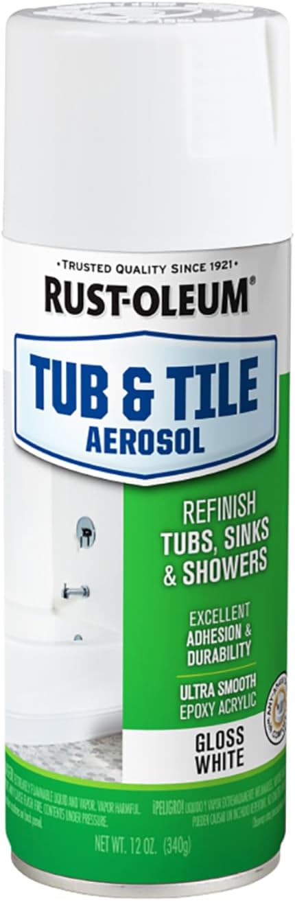 Rust-Oleum 280882-6PK Specialty Tub & Tile Spray Paint, 12 oz, White (Pack of 6)
