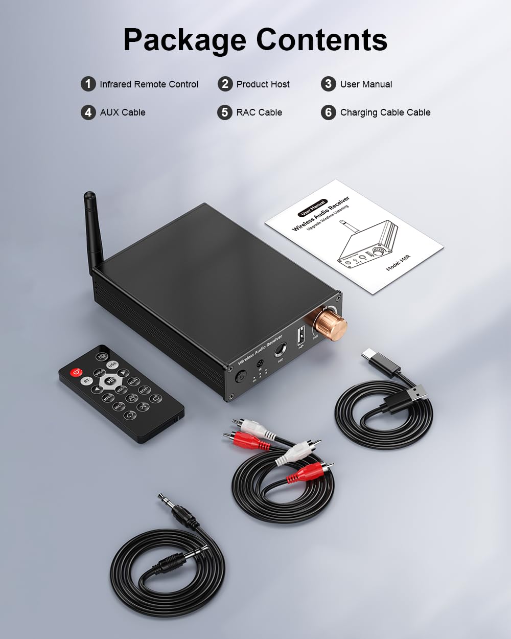 Ricevitore Bluetooth 6.0, adattatore audio wireless ad alta risoluzione con bassa latenza che supporta chiavette USB, jack da 3,5 mm, chiamate, per vecchi stereo/altoparlanti cablati