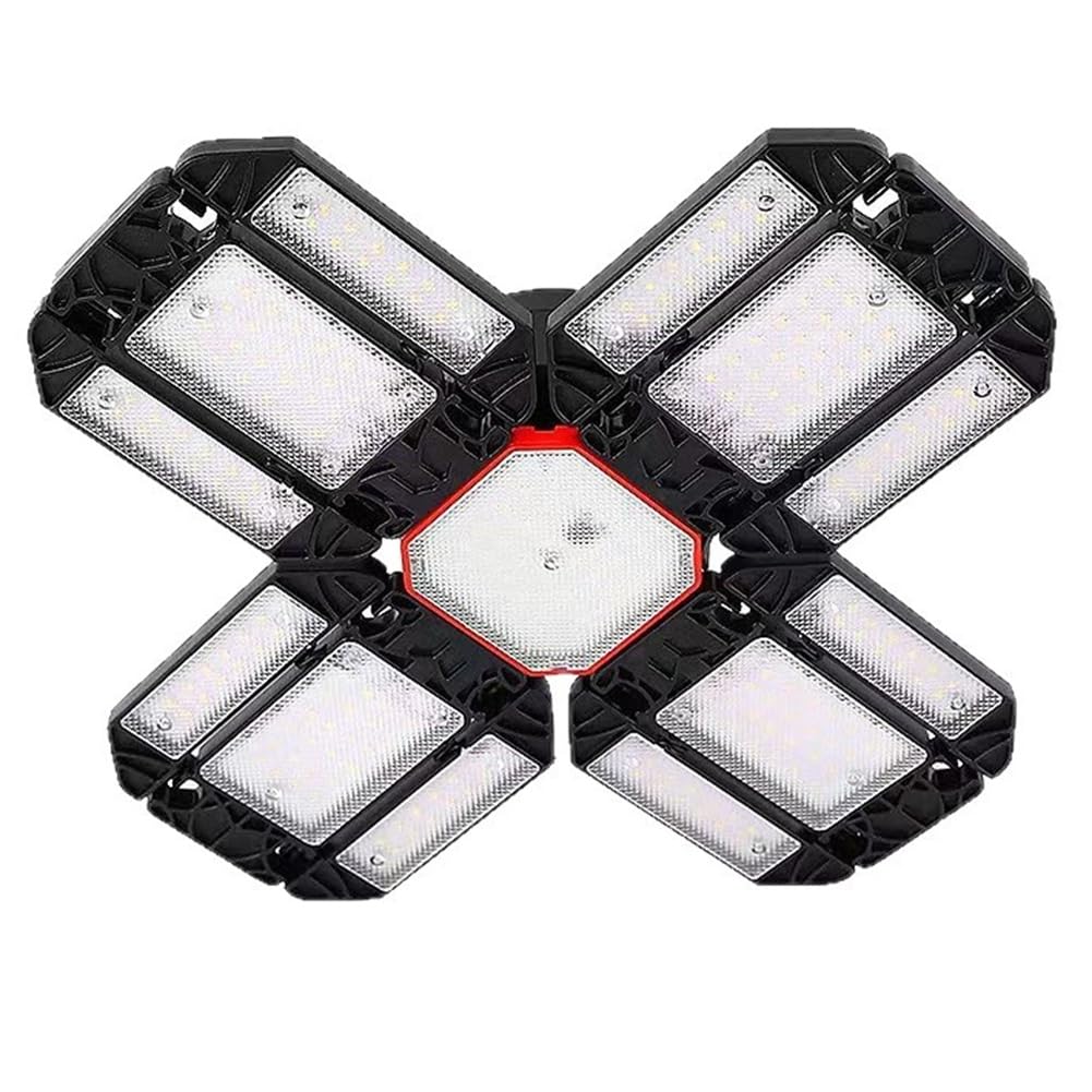 IJSDNVJNDX E26/E27 6500K LED Garage Lights with 12 Adjustable Panel Light Pads, Deformable Ceiling Lighting