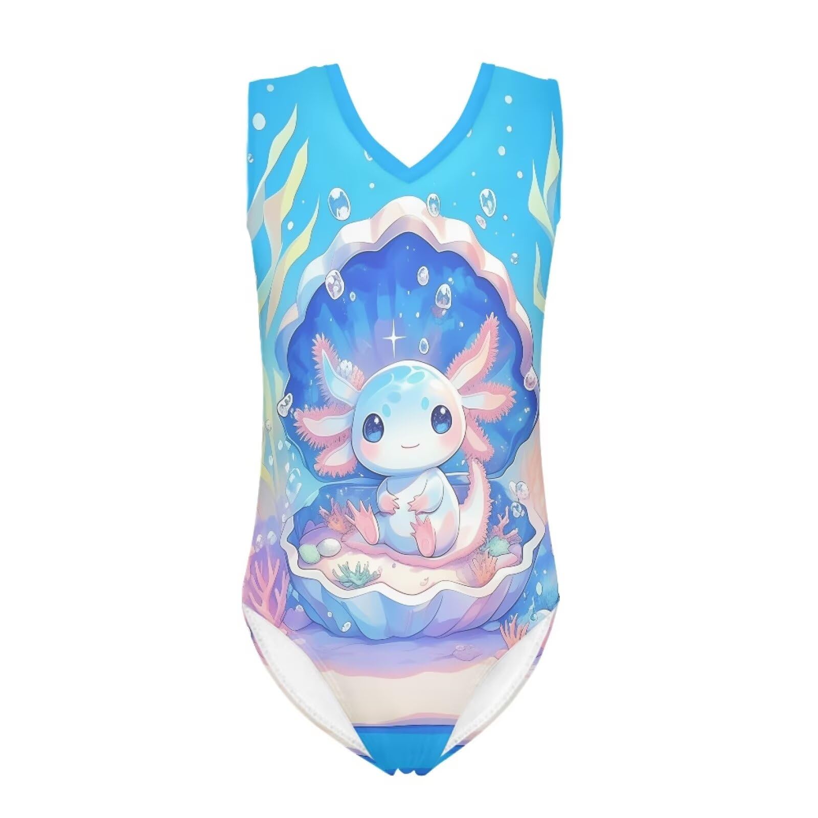Girls Swimsuits Size 3-14 Kids Summer Sleeveless One Piece Bathing Suit Beach V-Neck