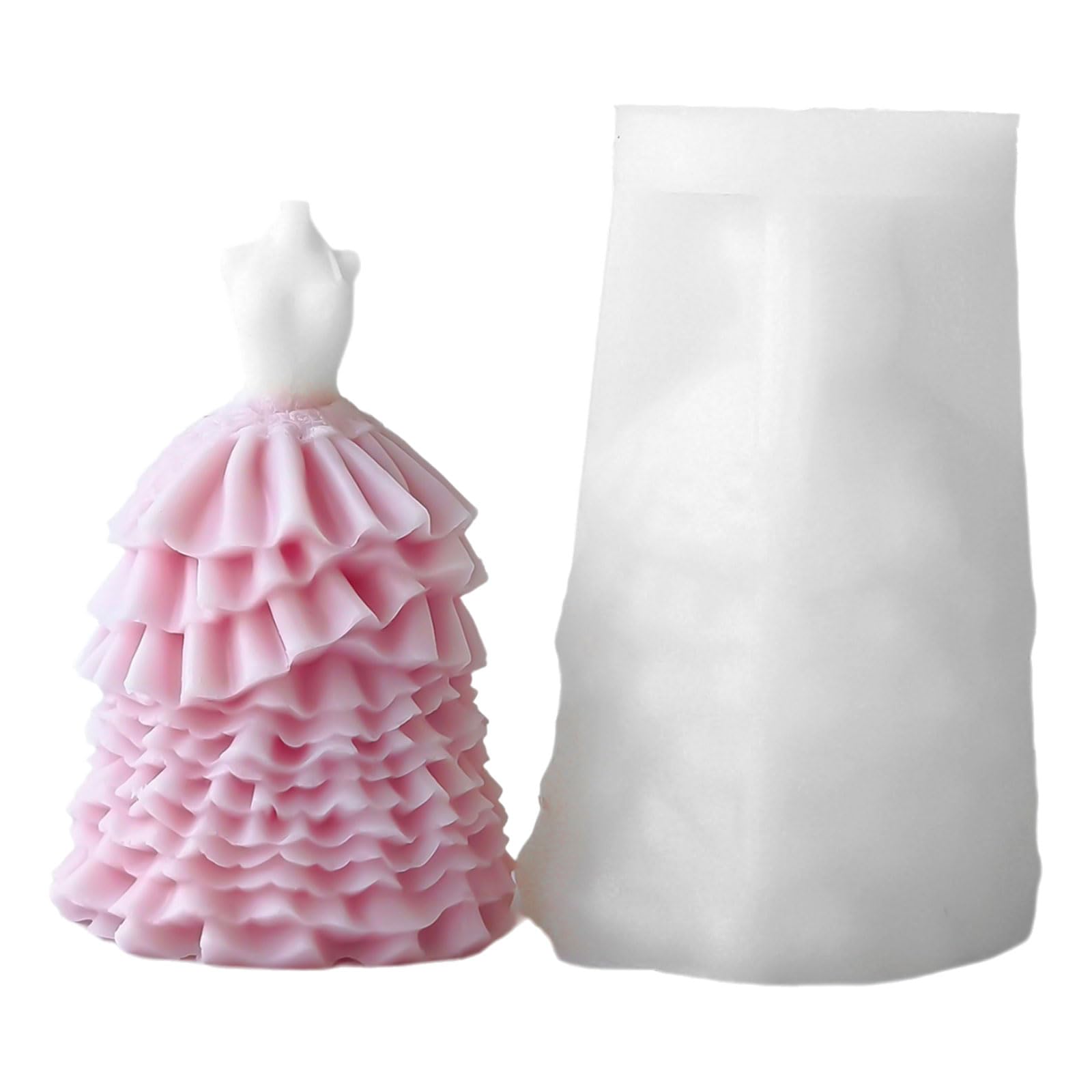 NEWFT Fishtail Dress Candle Mold Silicone Mould for Handcrafts Soap Strapless Evening Gown Shaped Gypsum Ornament Mold