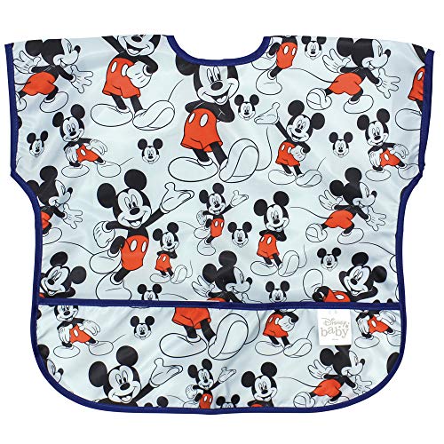 Bumkins Junior Bib / Disney Short Sleeve Toddler Bib / Smock 1-3 Years, Waterproof, Washable, Stain and Odor Resistant  Mickey Mouse Classic