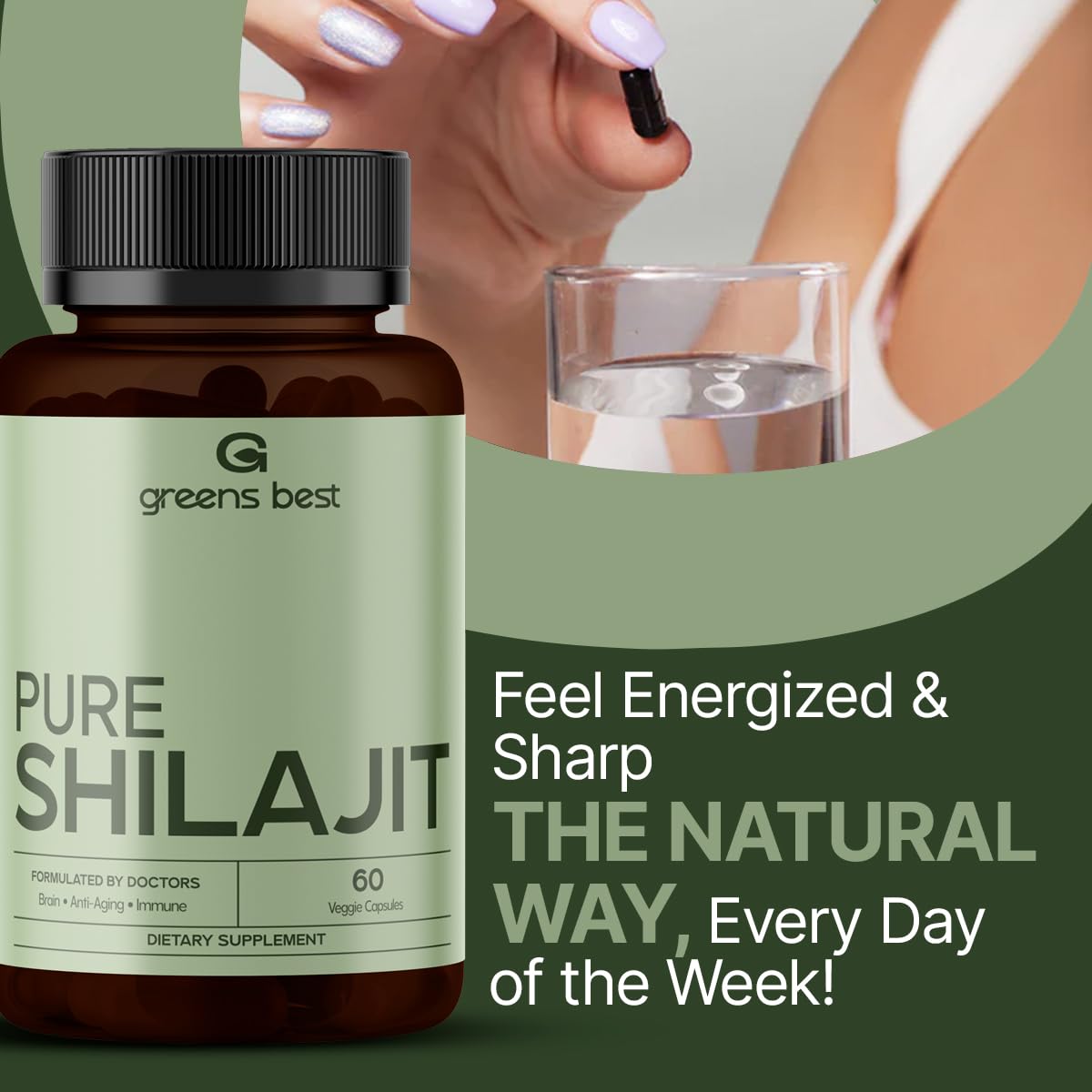 GREEN'S BEST Pure Himalayan Shilajit Capsules – Organic Fulvic Acid Supplement for Energy & Immune Support – Boosts Stamina & Brain Health – Vegan, No Additives — Amazon image 3