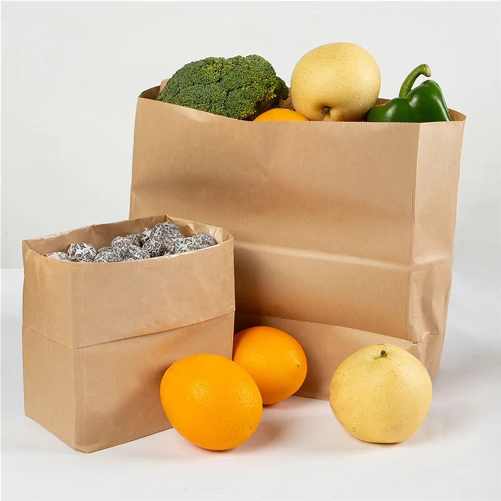 Sacchetti Carta Kraft Sacchetti di carta Kraft for pane, biscotti, cibo, snack, feste, sacchi da boxe, sacchetti for dolci, imballaggio(White,21x12x7cm)