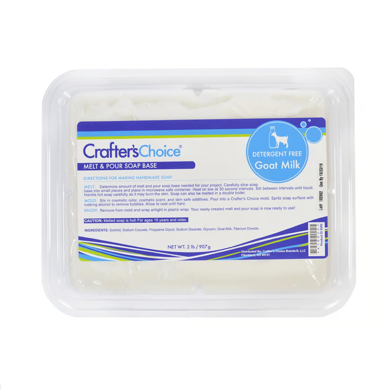 Crafter's Choice 2 Lb. Block Detergent Free Goat Milk Melt & Pour Soap Base, White