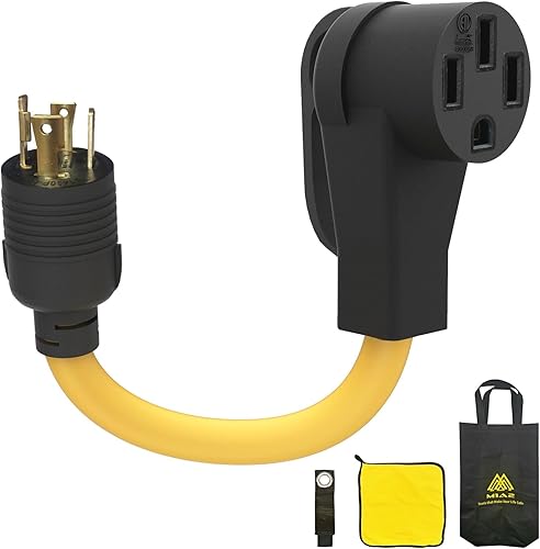 Miniatura 7 de Adaptador de bloqueo giratorio de 4 clavijas de 30 amperios, cable adaptador de generador a RV con asa, bloqueo giratorio L14-30P macho a TT-30R