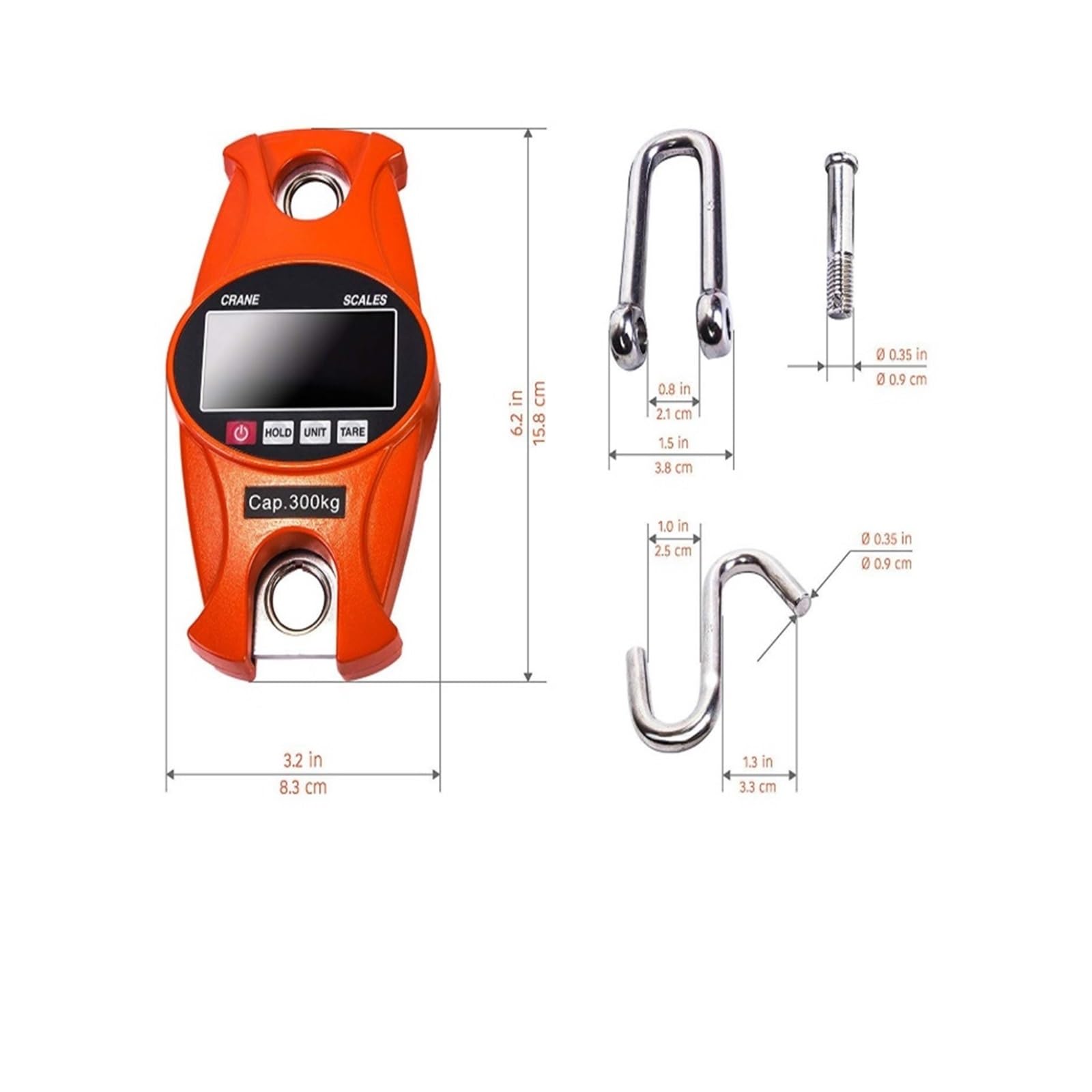 Bilancia sospesa Digitale Mini Bilancia Industriale sospesa da 300 kg con Schermo a Ganci for Garage Pesca all'aperto