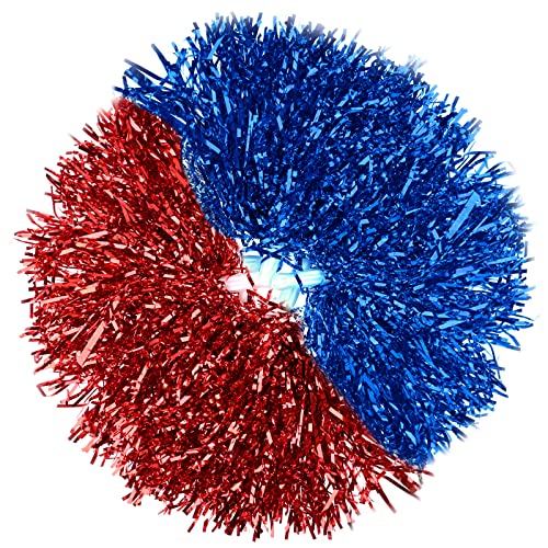 60 Pcs Cheerleading Pom Poms Bulk Cheer Pom Poms Sets Metallic Foil Fun Spirited Cheer Pom Poms With Plastic Handles, Cheerleader Pompoms For Kids Adults Sports Match Cheering Squad (Red & Blue) #TOP6