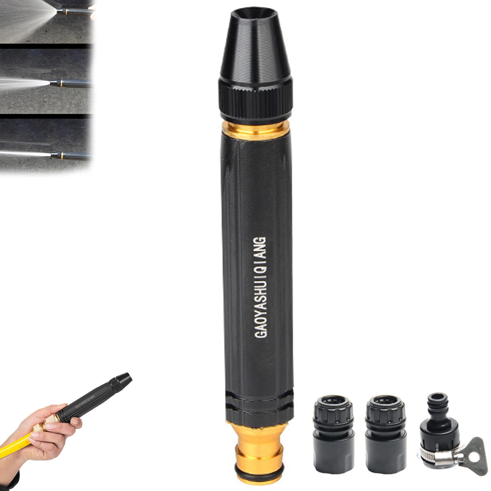Guuthqor 1 Suit Heavy Duty Adjustable Twist Hose Nozzle Jet Sweeper Nozzle,Home High-Pressure Car Wash Water Gun With Booster Nozzle,For Watering Plants And Vegetables And Car Washing (1 Suit)
