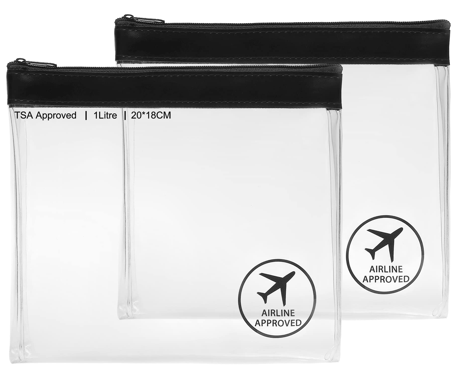 LamapeeClear Travel Toiletries Bag, 2 Pack TSA Approved Airport Security Liquids Bags 20X18 CM