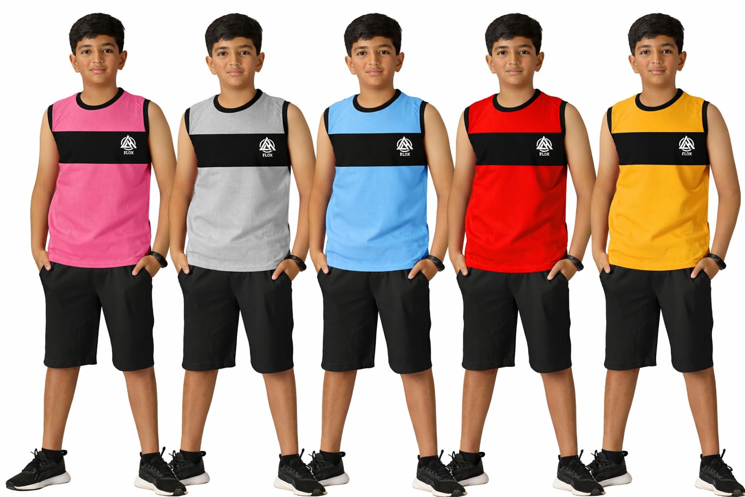 billeco Pack of 5 Men’s Sleeveless Gym T-Shirts | Sports Tank Tops Combo Set | Breathable Cotton Blend Activewear | Workout, Running, Training & Casual Wear | Multicolor Athletic Vest for Men-picture-16