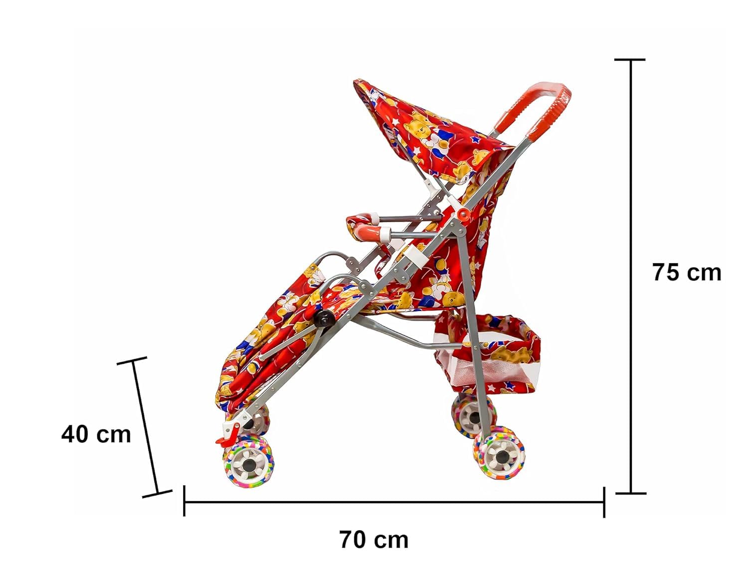 Maanit Teady Bear Stroller Foldable Babies Pram for Baby Ages 3 Years & Above (Red) 4