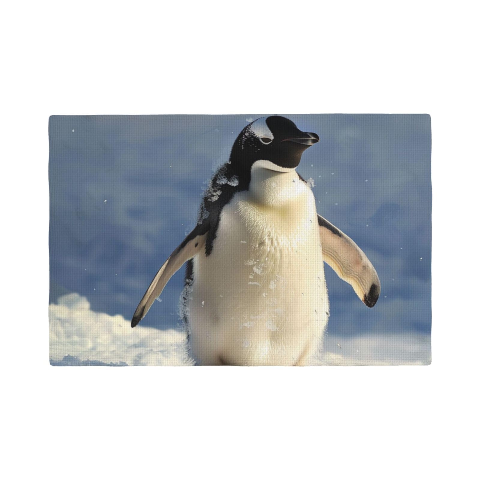 Cute Penguin Print Placemats Set, Heat Resistant Washable Placemat 12x18in Table Mats for Party Kitchen Dining Table Decoration Indoor Outdoor, Four Pieces