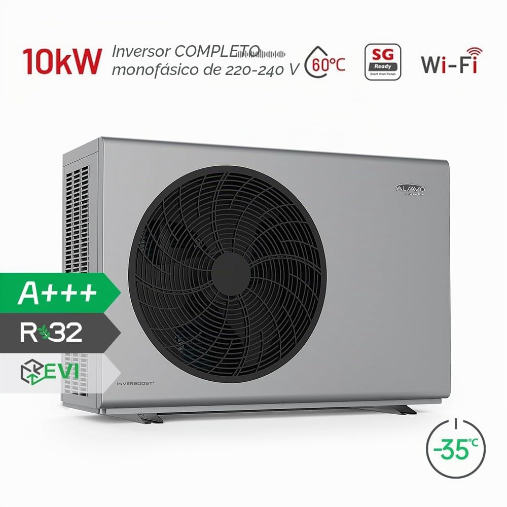 Bomba de Calor Aire-Agua Monobloque INVERBOOST HEAT EVI 10 kW, Monofásica con Ventilador único, Clase Energética A+++, Calefacción, Refrigeración y Agua Caliente Sanitaria
