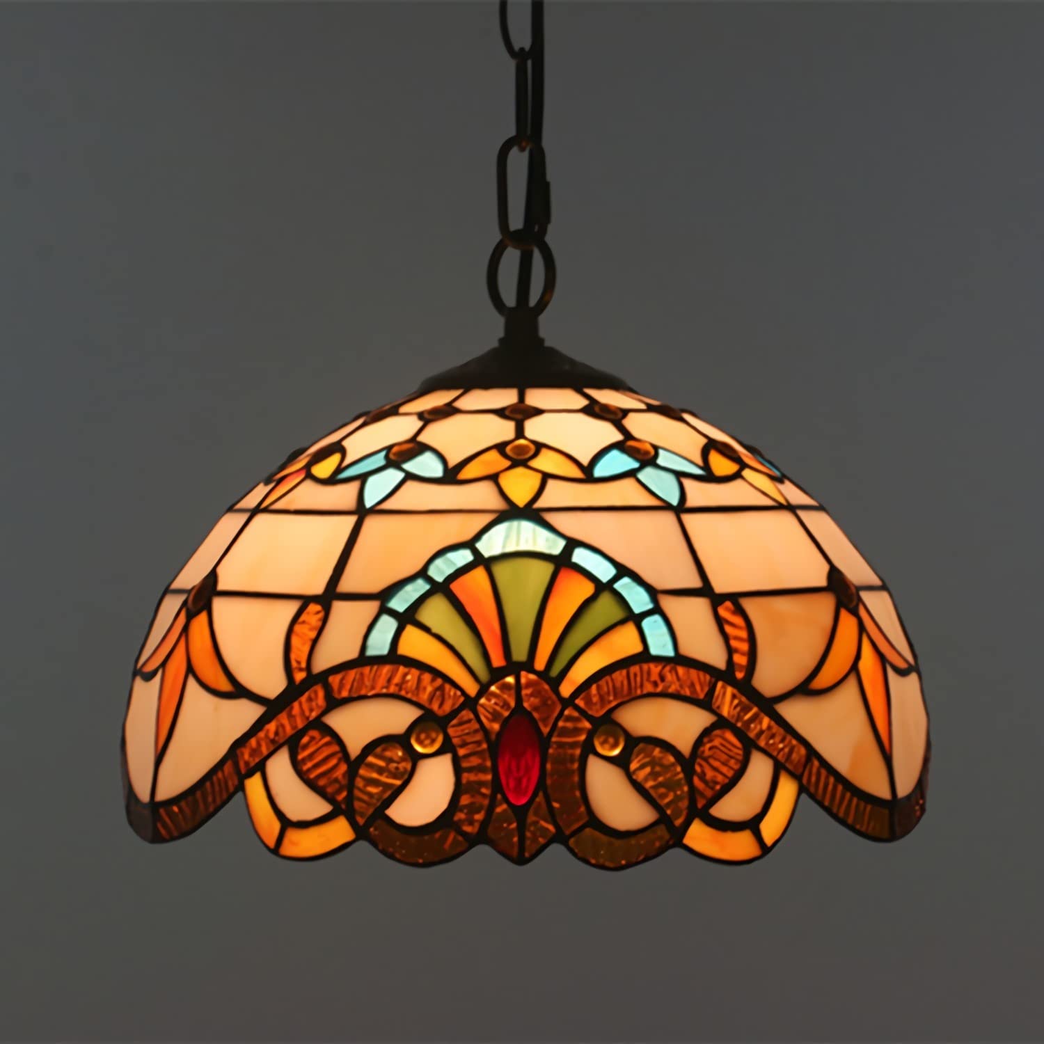 YNIYUJKL Tiffany-Style Baroque Chandeliers,Vintage Stained Glass E27 Pendant Light Fixtures For Living Room Bedroom Dining Room Hallway,25Cma-20Cmb (30Cmb),30cmb