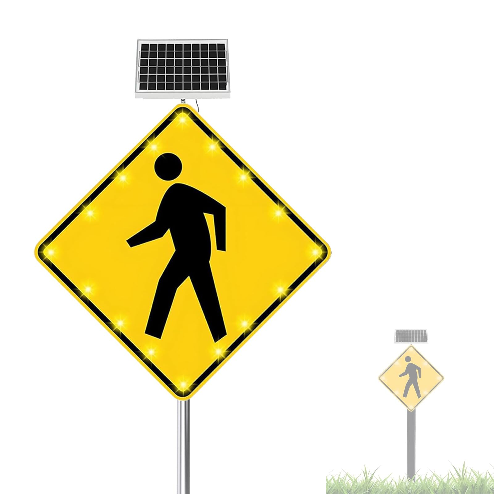 Señal de cruce de peatones alimentada por energía solar con LED de alto brillo para mejorar la visibilidad de la calle y la seguridad del tráfico