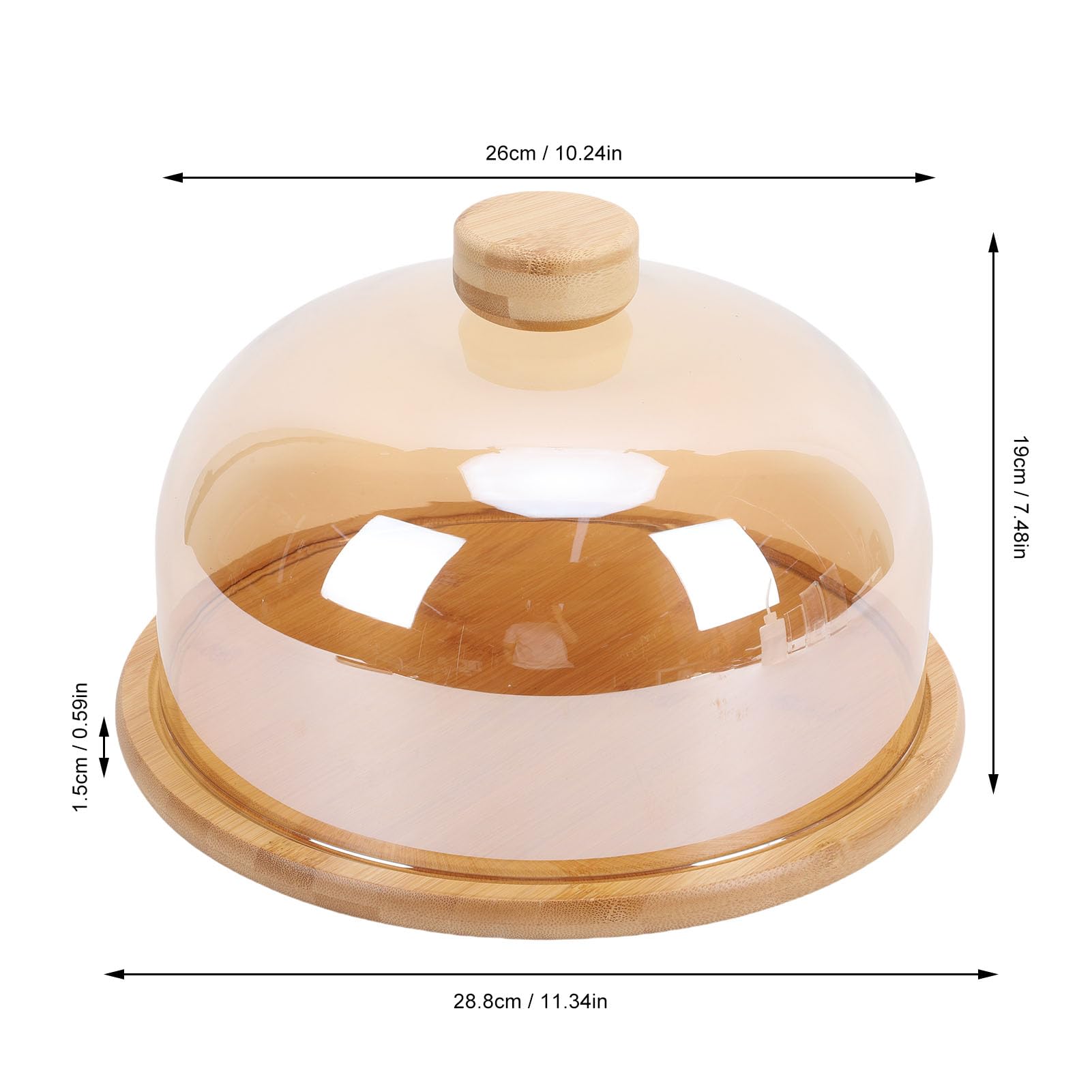 HEEPDD Alzata per Torta in Legno con Cupola in Vetro per Dessert con Coperchio Nan per Torte Dessert Frutta Snack Pasticceria Antipasti Prodotti da Forno (ambra)