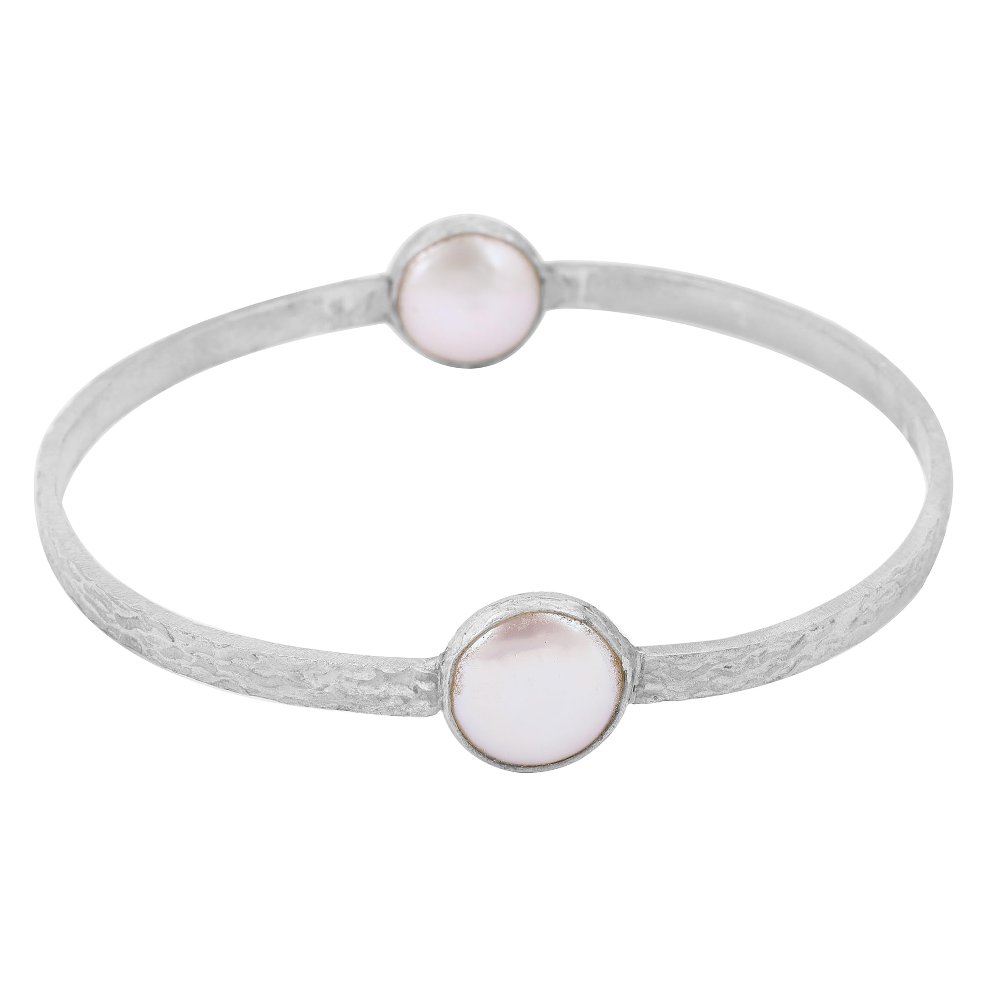 LYGBAOFUL Meadows Pulsera Hecha a Mano de Plata de Ley 925 con Piedra Preciosa de Perla Blanca, joyería de Plata para Mujer, día de la Promesa, mamá, Pascua