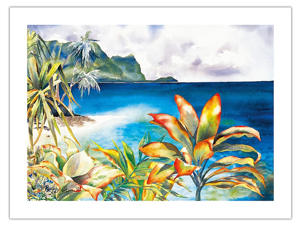 Haena - Ke’e Beach - Kauai Northshore Hawaii - From an Original Hawaii Watercolor Painting by Peggy Chun - Bamboo Fine Art 290gsm Paper Print (Unframed) 24x32in