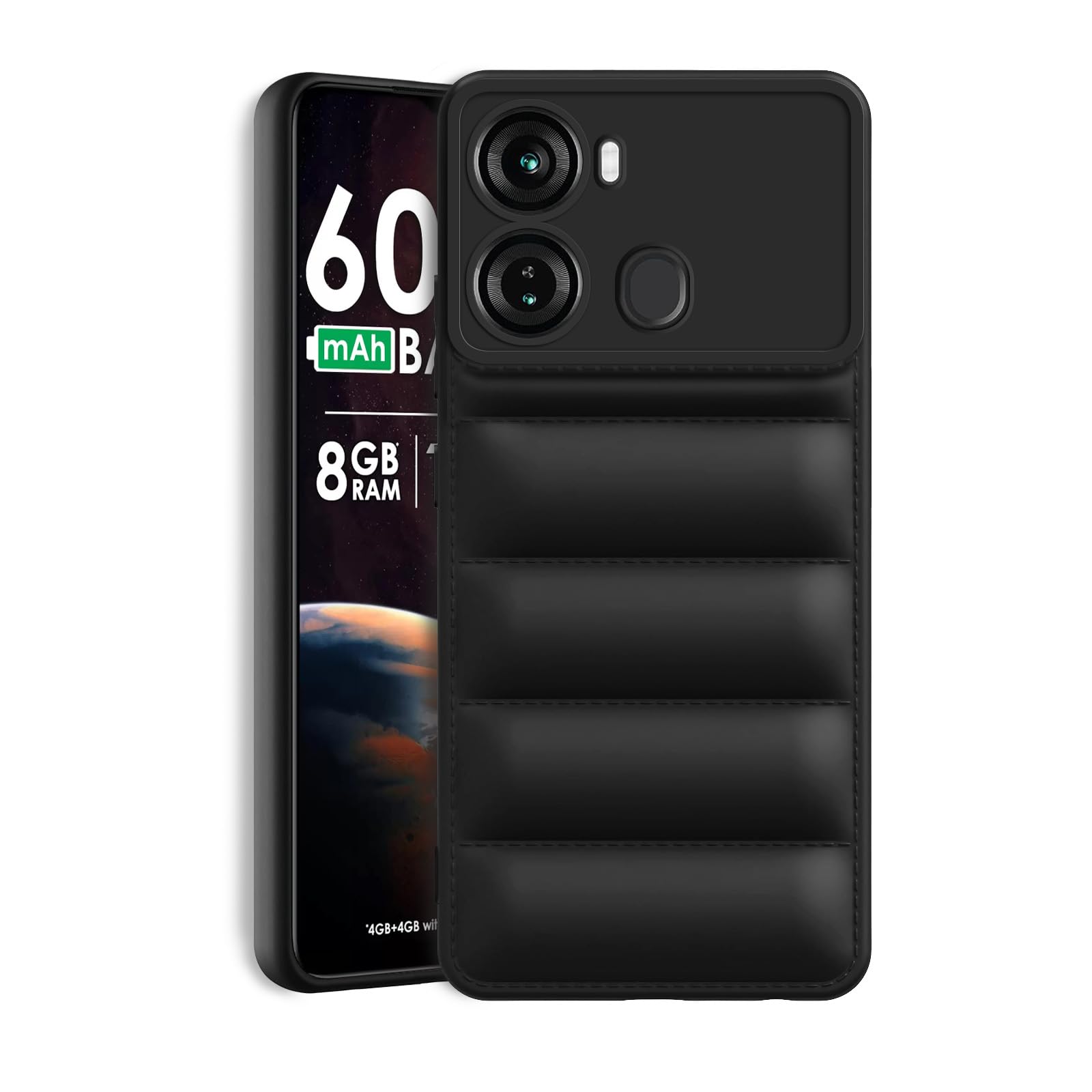 Amazon Brand - Solimo Puffer Case Camera Protection Soft Back Cover for Itel P40 - Black (B0CV53LF7H) Amazon Price History, Amazon Price Tracker