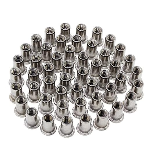 HSeaMall Tuerca remachada de acero inoxidable Cabeza plana Inserto roscado Remache Casquillo Nutsert M6 Herramienta de instalación 50PCS(M6 Type)